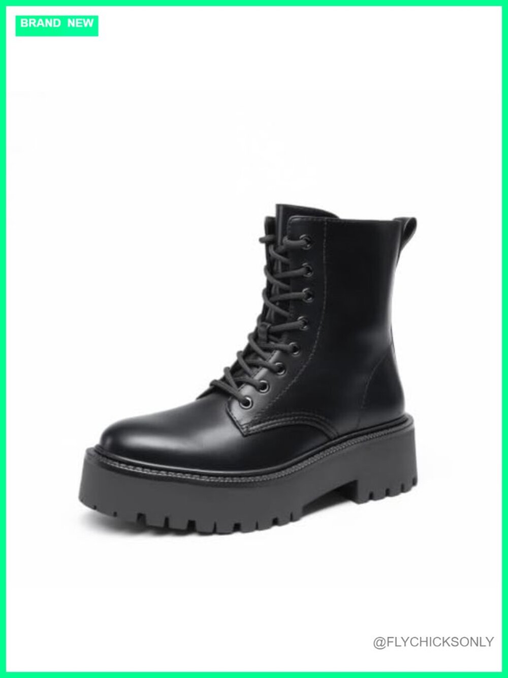 Women's Faux Leather Platform Combat Ankle Boots Zip-Up Lace-Up Block Heel